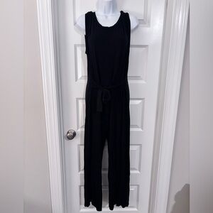 BB Dakota Black Sleeveless Tie-Waist Jumpsuit